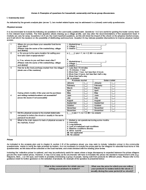 Community Market Access Questionnaire