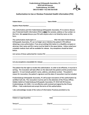 Authorization to Use or Disclose Protected Health Information (PHI)