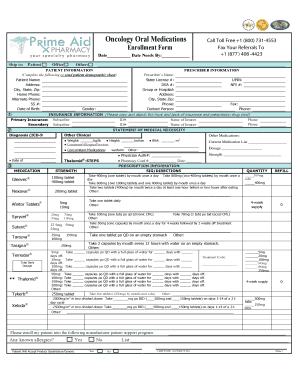 Oncology Oral Medications Enrollment Form