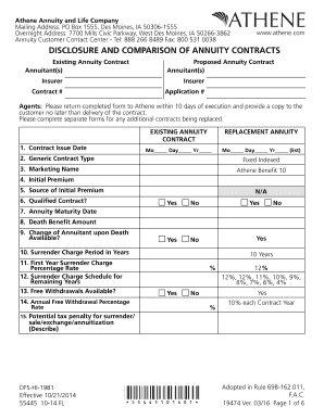 Annuity Contract Disclosure and Comparison Form