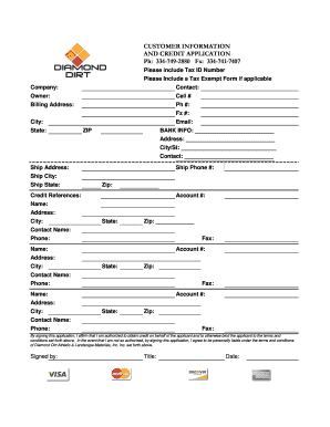 Customer Information and Credit Application
