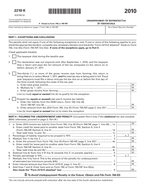 Kentucky Underpayment of Estimated Tax Form 2210-K