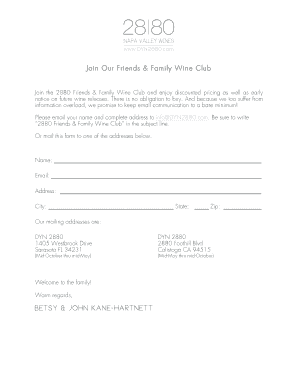 2880 Friends & Family Wine Club Membership Form