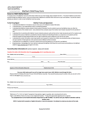 MyChart Child Proxy Form