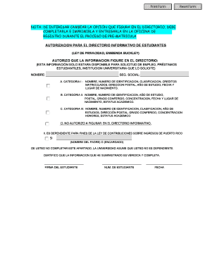 Formulario de Autorización de Información del Directorio de Estudiantes