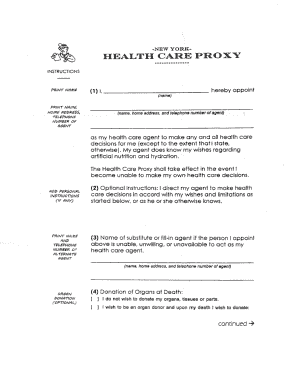New York Health Care Proxy Form