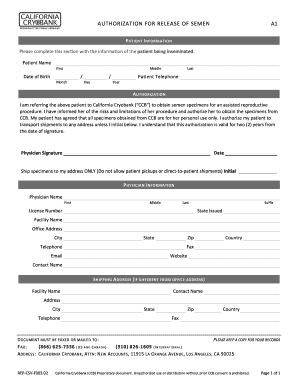 Authorization for Release of Semen