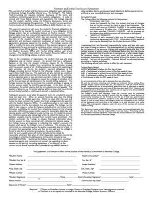Montreat College Payment and Initial Disclosure Agreement