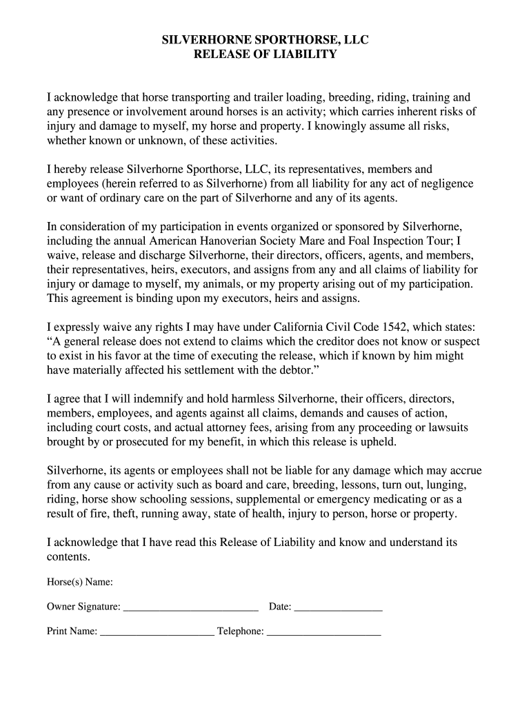 california release liability Preview on Page 1