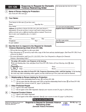 Response to Request for Domestic Violence Restraining Order