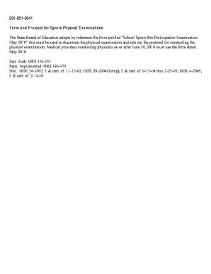 School Sports Pre-Participation Examination Form