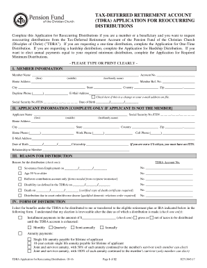 Tax-Deferred Retirement Account Application for Reoccurring Distributions