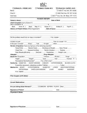 Patient Medical History Form