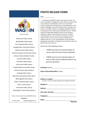 WAGGIN Libraries Photo Release Form