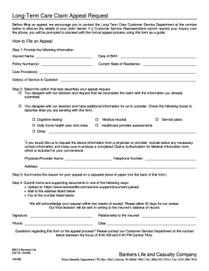 Long-Term Care Claim Appeal Request
