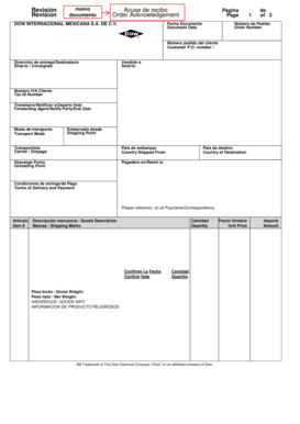 Formulario de Acuse de Recibo de Pedido