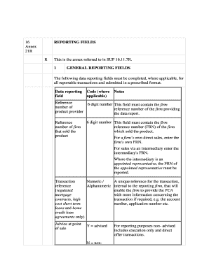 UK Financial Conduct Authority Reporting Form