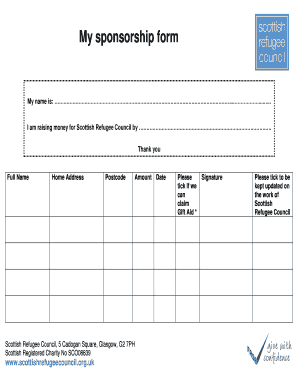 Scottish Refugee Council Sponsorship Form