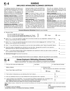 Kansas Employee’s Withholding Allowance Certificate