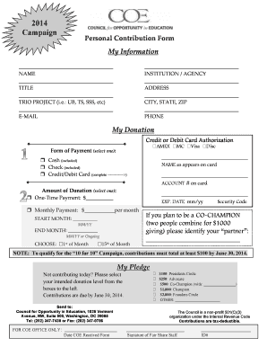 Personal Contribution Form