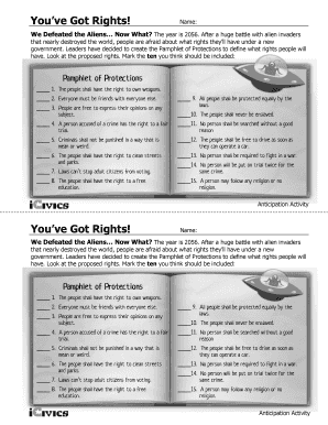 Pamphlet of Protections Activity
