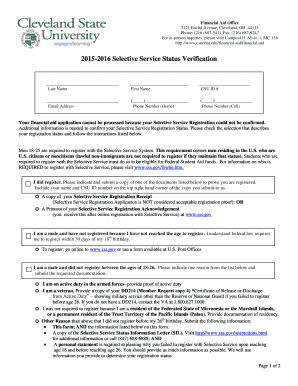 Selective Service Status Verification Form