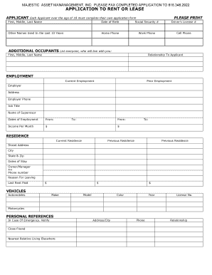 California Rental Application Form