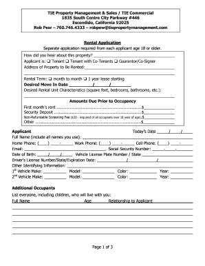 Rental Application Form