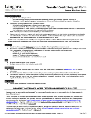 Transfer Credit Request Form