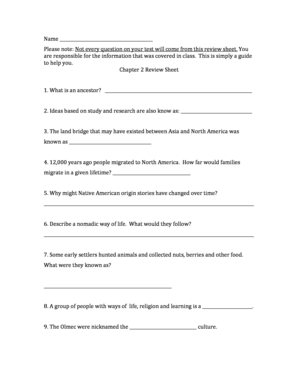 Chapter 2 Review Sheet
