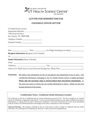 Letter for Misrouted Fax