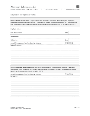 Employee Disciplinary Form
