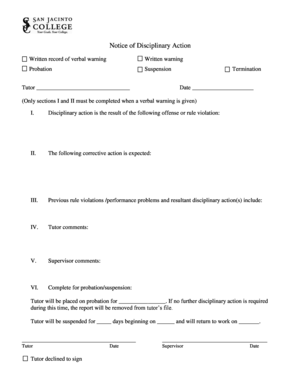 Notice of Disciplinary Action