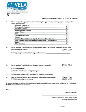 Printers Supplemental Application