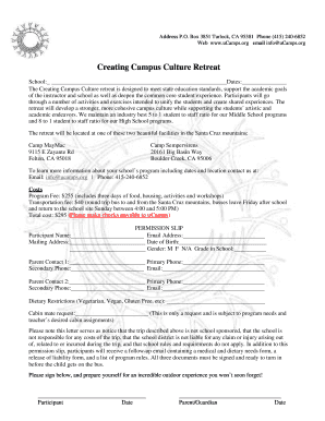 Creating Campus Culture Retreat Permission Slip