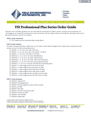 YSI Professional Plus Series Order Guide