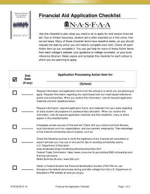Financial Aid Application Checklist