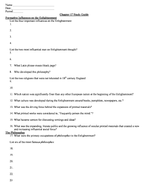 Chapter 17 Study Guide
