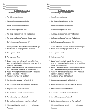 US Government Republic vs Democracy Worksheet