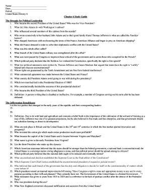 United States History A Chapter 6 Study Guide