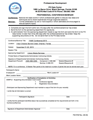 Professional Conference Seminar Form