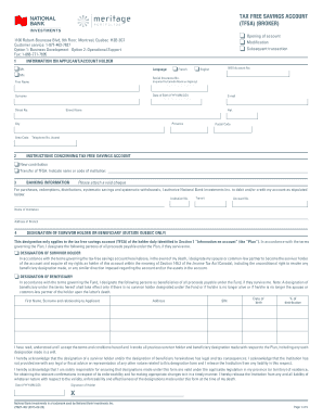 Tax-Free Savings Account Application Form