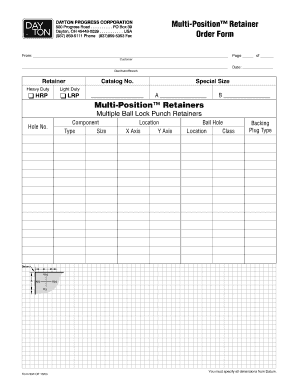 Multi-Position Retainer Order Form