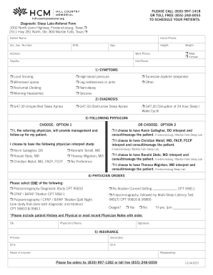 Diagnostic Sleep Lab Referral Form