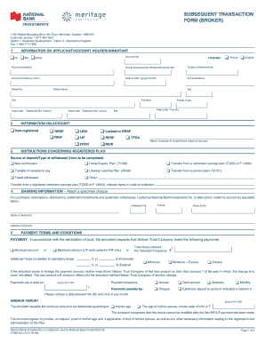Subsequent Transaction Form