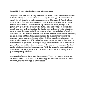 Superbill Form for Mental Health Billing