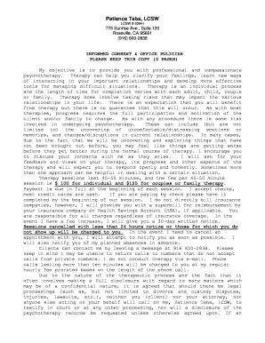 Informed Consent and Office Policies for Psychotherapy