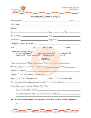 Pediatric Intake Form