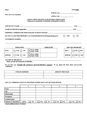 Michigan Poverty Exemption Application