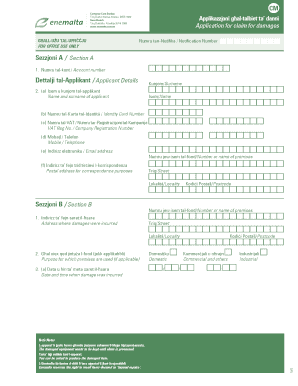Malta Application for Claim for Damages